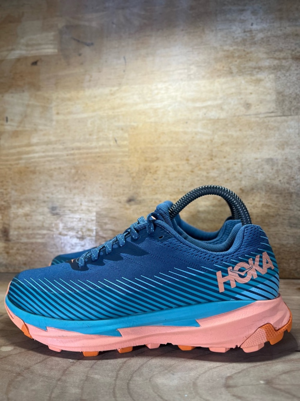 Hoka One One Torrent 2 Womens Size 6.5 Trail Running Shoes Real Teal Cantaloupe - Picture 4 of 11